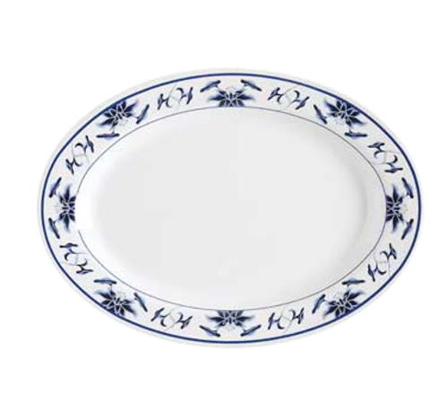 G.E.T. M-4030-B Water Lily 12-1/4" x 8-3/4" Oval Melamine Platter | Case of 12