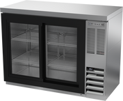 Beverage Air BB48HC-1-F-GS-S-27 48" 2 Glass Door Stainless Food Rated Back Bar Cooler w/ Stainless Top | 12.4 Cu. Ft.