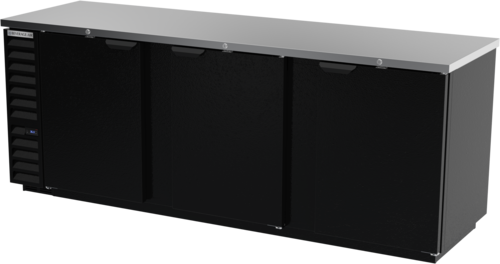 Beverage Air BB94HC-1-B 95" 3 Solid Door Black Back Bar Cooler | 37.82 Cu. Ft.