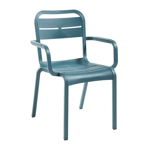 Grosfillex UT115784 Cannes Stacking Outdoor Armchair | Mineral Blue