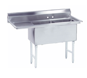 Advance Tabco FC-2-1620-18L-X 52.5" x 26" 2-Compartment Fabricated Sink w/ 18" Left Drainboard