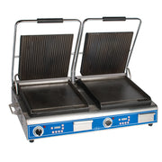 Globe GPGSDUE14D 14" Grooved & Smooth Dual Cast Iron Sandwich Grill