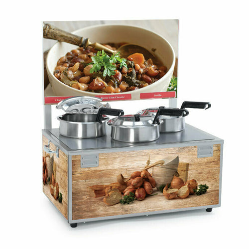 Nemco 6510-T4 12 Qt. Triple Well Soup Warmer w/ Header | 1,200 Watts