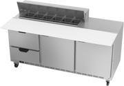 Beverage Air SPED72HC-12C-2 72" 2 Drawer 2 Door Refrigerated Sandwich Prep Table | (12) 1/6 Pan