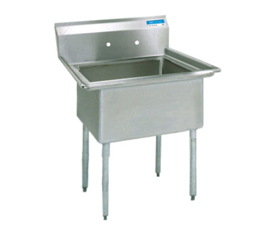 BK Resources BKS-1-24-14 1 Compartment Sink without Drainboard - Galvanized Legs | 29" Length