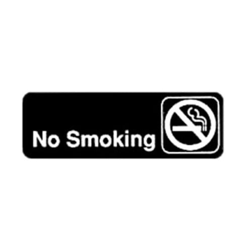 Winco SGN-310 "No Smoking" Sign | 3" x 9" White on Black