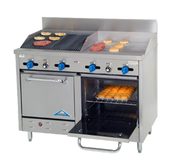 Comstock-Castle F3218-24-2RB 48" Gas Griddle & Charbroiler Range w/ (2) Space Saver Ovens | 126,000 BTU