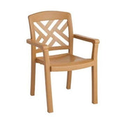 Grosfillex 45451408 Sanibel Classic Stacking Outdoor Dining Armchair | Teakwood