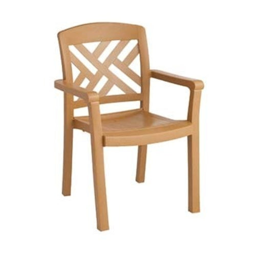 Grosfillex 45451408 Sanibel Classic Stacking Outdoor Dining Armchair | Teakwood