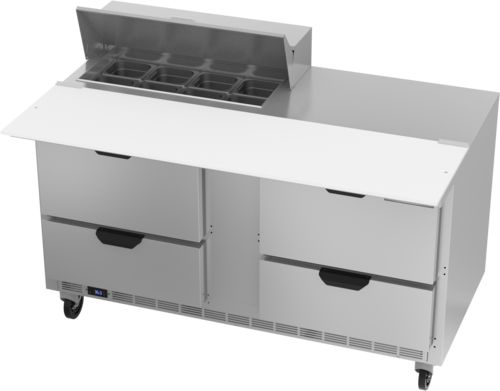 Beverage Air SPED60HC-08C-4 60" 4 Drawer Refrigerated Sandwich Prep Table | (8) 1/6 Pan