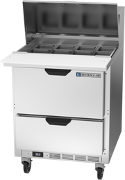 Beverage Air SPED27HC-12M-B 27" 2 Drawer Mega Top Refrigerated Sandwich Prep Table | (12) 1/6 Pan