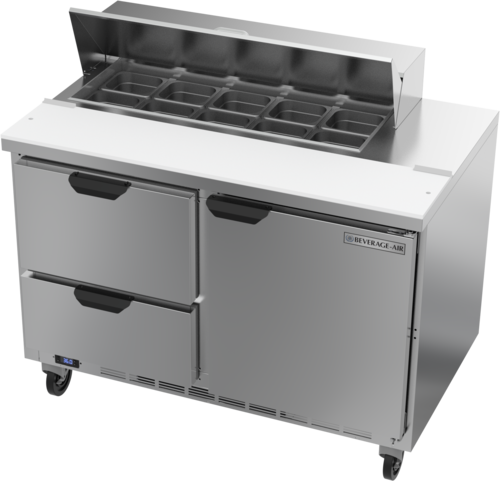 Beverage Air SPED48HC-10-2 48" 2 Drawer 1 Door Refrigerated Sandwich Prep Table | (10) 1/6 Pan