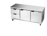 Beverage Air WTRD72AHC-2-FLT 72" 2 Drawer 1 Door Worktop Refrigerator with Flat Top | 17.88 Cu. Ft.