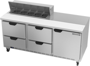 Beverage Air SPED72HC-10-4 72" 4 Drawer 1 Door Refrigerated Sandwich Prep Table | (10) 1/6 Pan