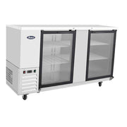 Atosa SBB69GGRAUS 68" 2-Glass Door Shallow Depth Stainless Steel Back Bar Cooler | 18.6 Cu. Ft.