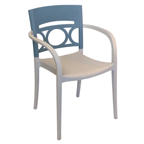 Grosfillex US655680 Moon Stacking Outdoor Armchair | Denim Blue/Linen