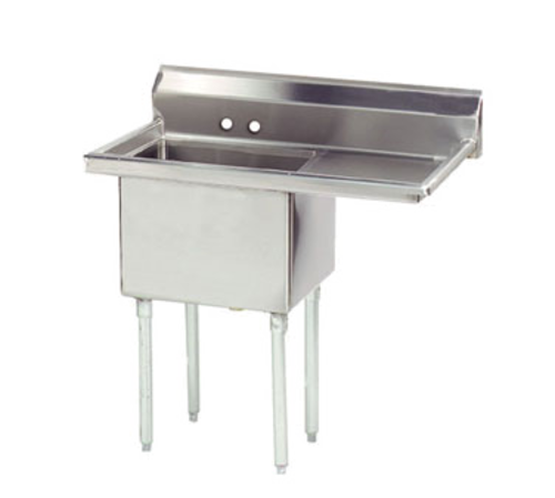 Advance Tabco FE-1-1812-18R-X 38" x 24" 1-Compartment Fabricated Sink w/ 18" Right Drainboard