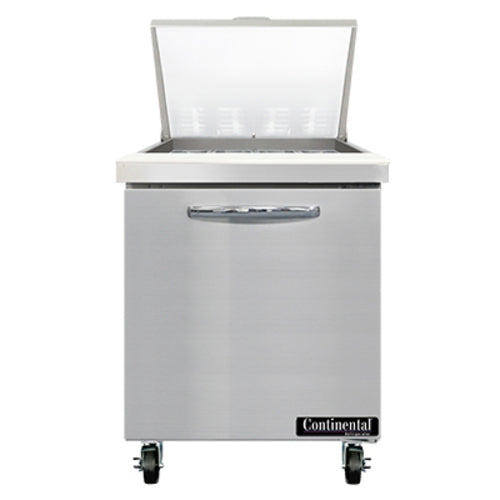 Continental SW27N12M 27" 1-Door Mega Top Refrigerated Sandwich Prep Table | (12) 1/6 Pan