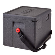 Cambro EPP280WSTSW110 Cam GoBox 23.6 Qt. Eco-Friendly Insulated Food Pan Carrier w/ Web Strap | Top Loading