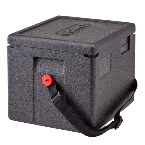 Cambro EPP280WSTSW110 Cam GoBox 23.6 Qt. Eco-Friendly Insulated Food Pan Carrier w/ Web Strap | Top Loading