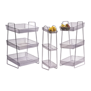 G.E.T. WB2-3TIER 6 x 8" Rectangle 3-Tier Silver Mesh Display Basket