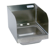 BK Resources BKHS-D-SS-SS 4" Center Deck Mount Faucet Hole 9" x 9" Hand Sink w/Side Splash Guard