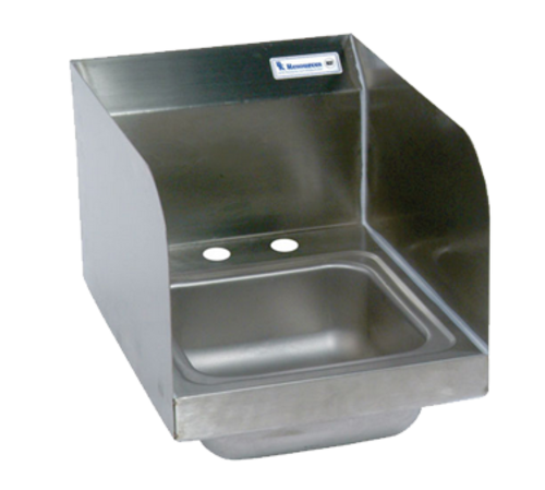 BK Resources BKHS-D-SS-SS 4" Center Deck Mount Faucet Hole 9" x 9" Hand Sink w/Side Splash Guard