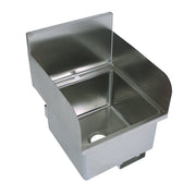 BK Resources BKHS-D-1616-SS Single Deck Mount Faucet Hole 16" x 16" Knee Valve Hand Sink w/Side Splash Guard