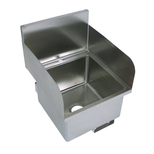 BK Resources BKHS-D-1616-SS Single Deck Mount Faucet Hole 16" x 16" Knee Valve Hand Sink w/Side Splash Guard