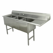 Advance Tabco FC-3-1818-18R-X 75" x 24" 3 Compartment Fabricated Sink w/ Right Drainboard