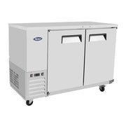 Atosa SBB48GRAUS 48" 2-Solid Door Shallow Stainless Steel Back Bar Cooler | 11.5 Cu. Ft.