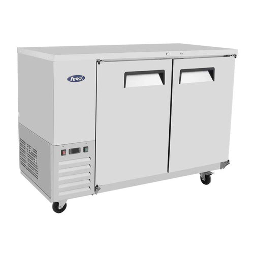 Atosa SBB48GRAUS 48" 2-Solid Door Shallow Stainless Steel Back Bar Cooler | 11.5 Cu. Ft.
