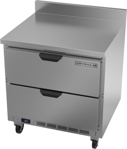 Beverage Air WTFD32AHC-2-FIP 32" 2 Drawer Worktop Freezer w/ 4" Foamed-In Backsplash | 7.2 Cu. Ft.