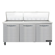 Continental SW72N30M 72" 3-Door Mega Top Refrigerated Sandwich Prep Table | (30) 1/6 Pan