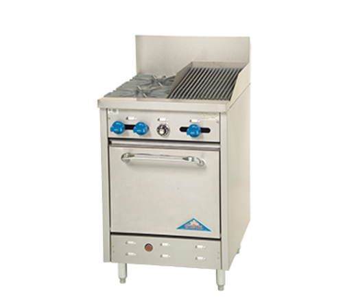 Comstock-Castle F318-1RB 24" Gas 2-Burner & Charbroiler Range w/ Space Saver Oven | 98,000 BTU