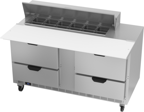 Beverage Air SPED60HC-12C-4 60" 4 Drawer Refrigerated Sandwich Prep Table | (12) 1/6 Pan