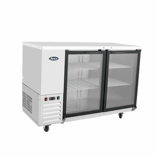 Atosa MBB48GGR 48" 2-Glass Door Stainless Back Bar Cooler | 12.9 Cu. Ft.