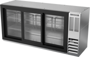 Beverage Air BB72HC-1-F-GS-S 72" 3 Glass Door Stainless Steel Food Rated Back Bar Cooler | 19.92 Cu. Ft.