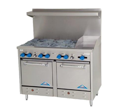 Comstock-Castle F3218-12 48" Gas 6-Burner & Griddle Range w/ (2) Space Saver Ovens | 234,000 BTU
