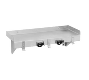 Advance Tabco K-246 36" x 8" Stainless Steel Wall Mounted Utility Shelf w/ 3 Mop Holders & 4 Rag Hooks