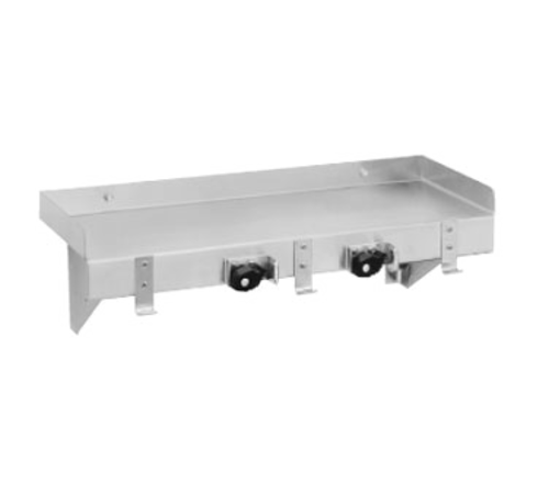 Advance Tabco K-246 36" x 8" Stainless Steel Wall Mounted Utility Shelf w/ 3 Mop Holders & 4 Rag Hooks