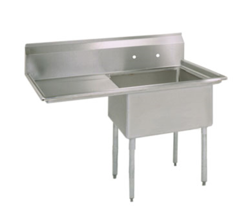 BK Resources BKS-1-1620-1218L 1 Compartment Sink w/18" Left Drainboard - Galvanized Legs | 36" Length