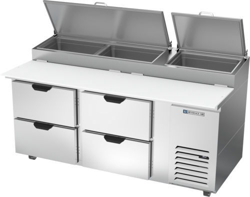 Beverage Air DPD72HC-4 72" 4 Drawer Refrigerated Pizza Prep Table | 22.8 Cu. Ft.