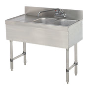 Advance Tabco SLB-32R-X 36" 2 Compartment Underbar Sink w/ Left Drainboard