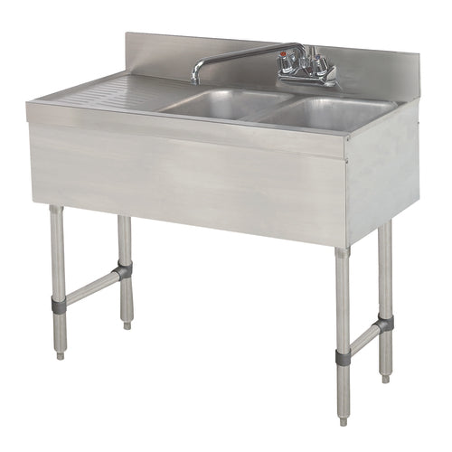 Advance Tabco SLB-32R-X 36" 2 Compartment Underbar Sink w/ Left Drainboard