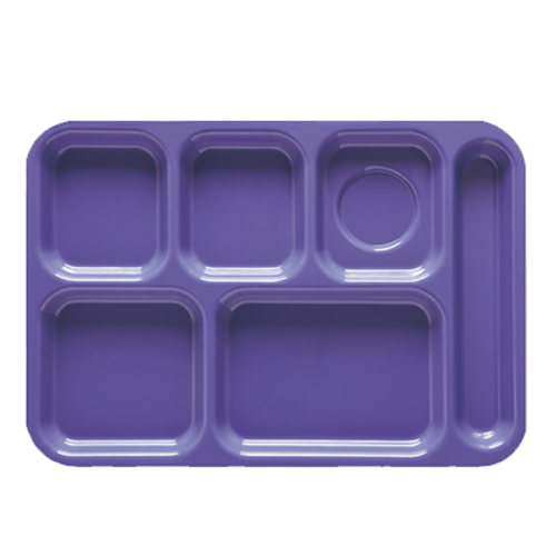 G.E.T. TR-152 Right-Handed 6-Compartment Plastic Cafeteria Tray | Case of 12