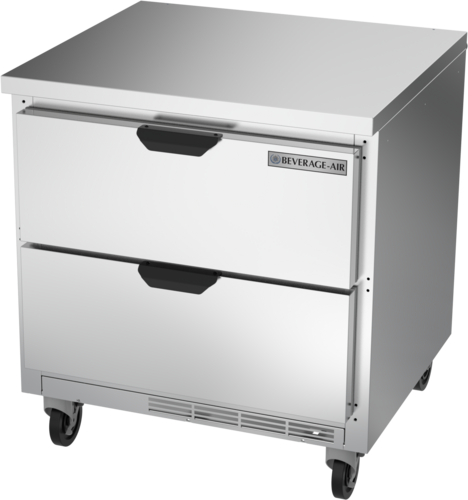 Beverage Air WTRD32AHC-2-FLT 32" 2 Drawer Worktop Refrigerator with Flat Top | 7.2 Cu. Ft.