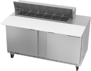 Beverage Air SPE60HC-12C 60" 2 Door Rear Mount Refrigerated Sandwich Prep Table | (12) 1/6 Pan