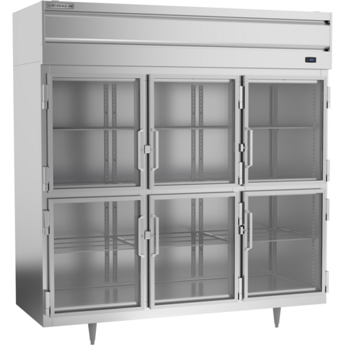 Beverage Air PF3HC-1BHG 77.75" 6 Glass Half Door Top Mount Reach-In Freezer | 68.34 Cu. Ft.