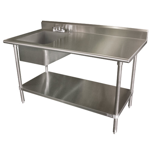 Advance Tabco KLAG-11B-306L-X Stainless Steel Work Table w/ Prep Sink & 5" Splash | 72" x 30"